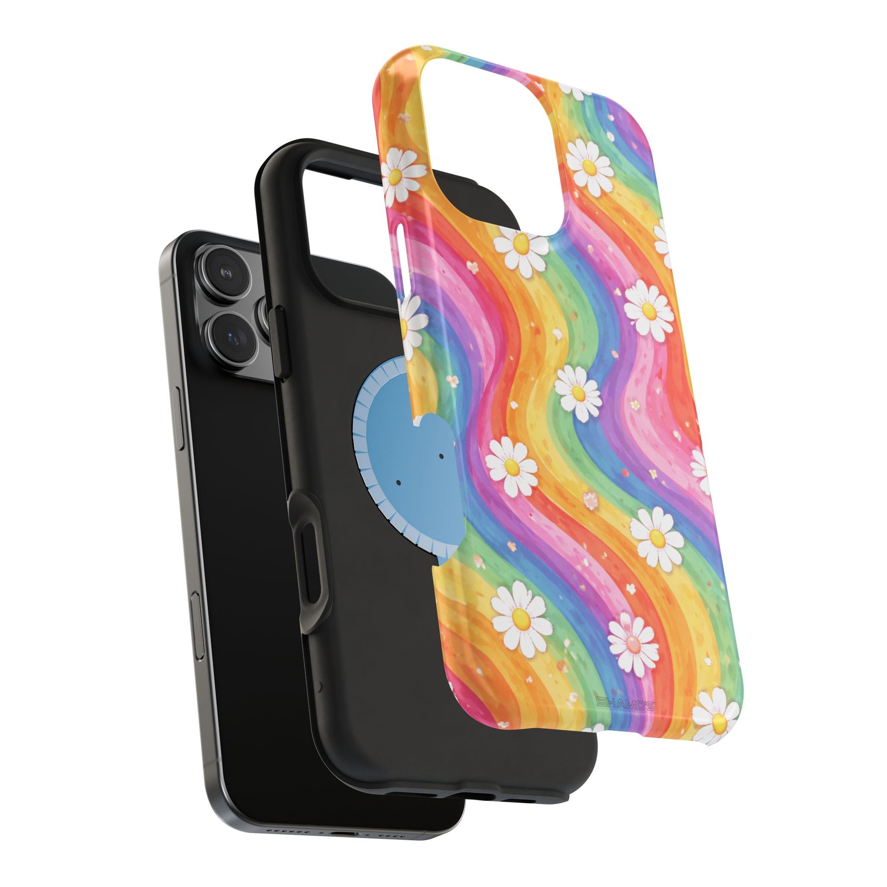 Rainbow Daisy Magnetic Impact-Resistant Phone Case with MagSafe Compatibility - iPhone 17 / Glossy - Shamo's