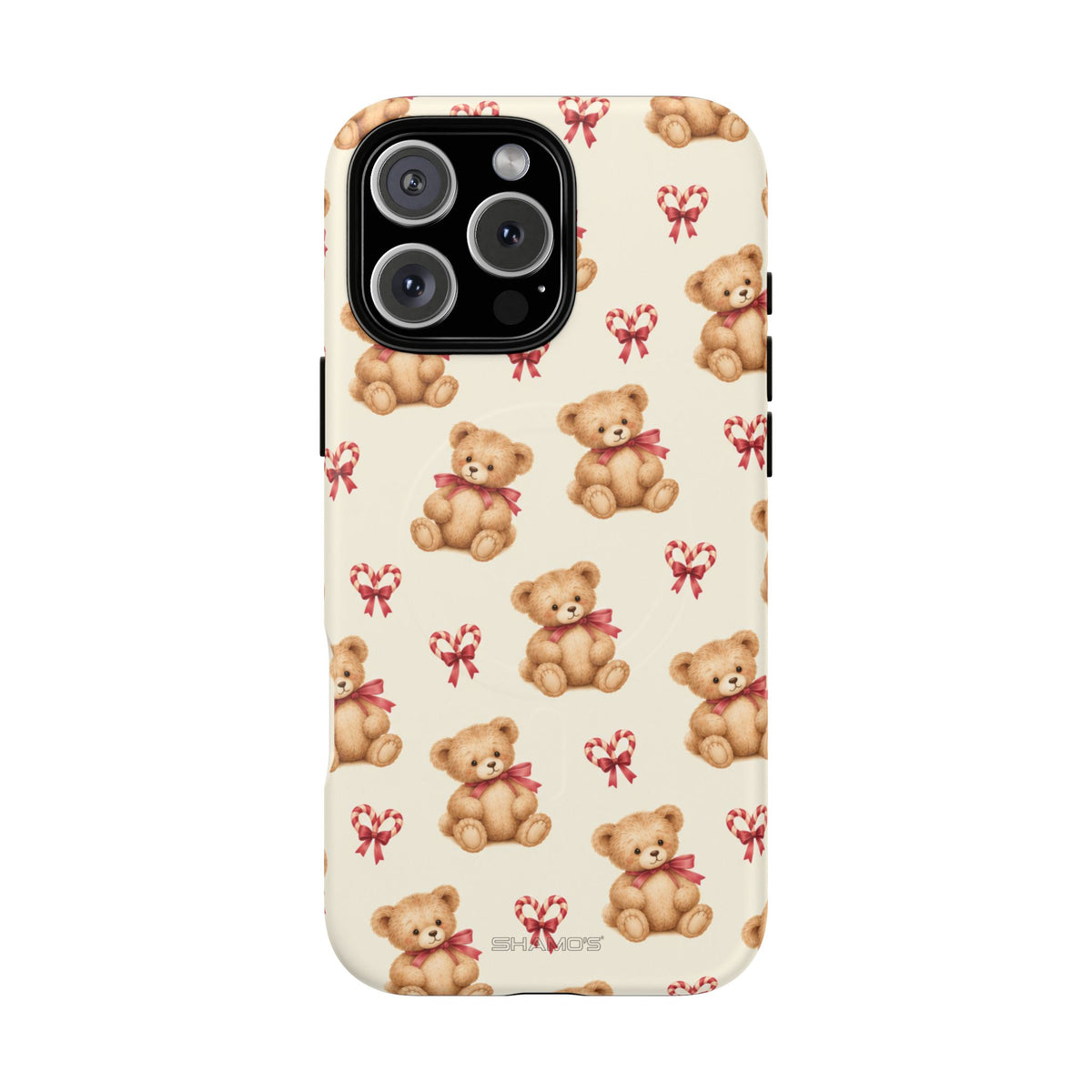 Coque iPhone Ourson des fêtes et sucres d’orge en forme de cœur avec MagSafe