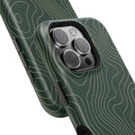 Topographic Green Magnetic Impact-Resistant iPhone Case | MagSafe compatible  Shamo's