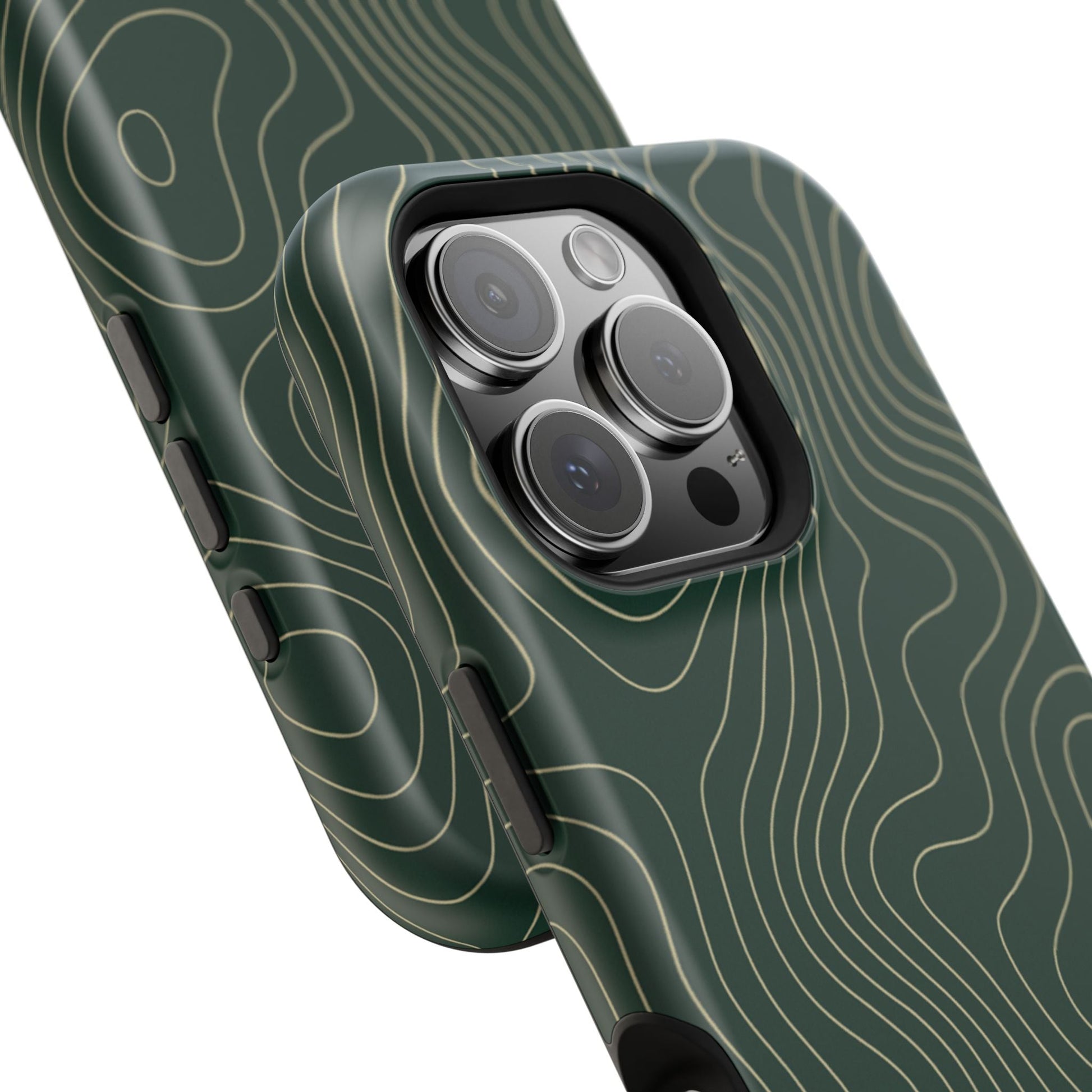 Topographic Green Magnetic Impact-Resistant iPhone Case | MagSafe compatible  Shamo's