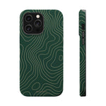 Topographic Green Magnetic Impact-Resistant iPhone Case | MagSafe compatible