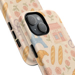 Parisian Bakery iPhone Case — Cute Eiffel Tower, Croissants & Baguette Tough MagSafe Case  Shamo's