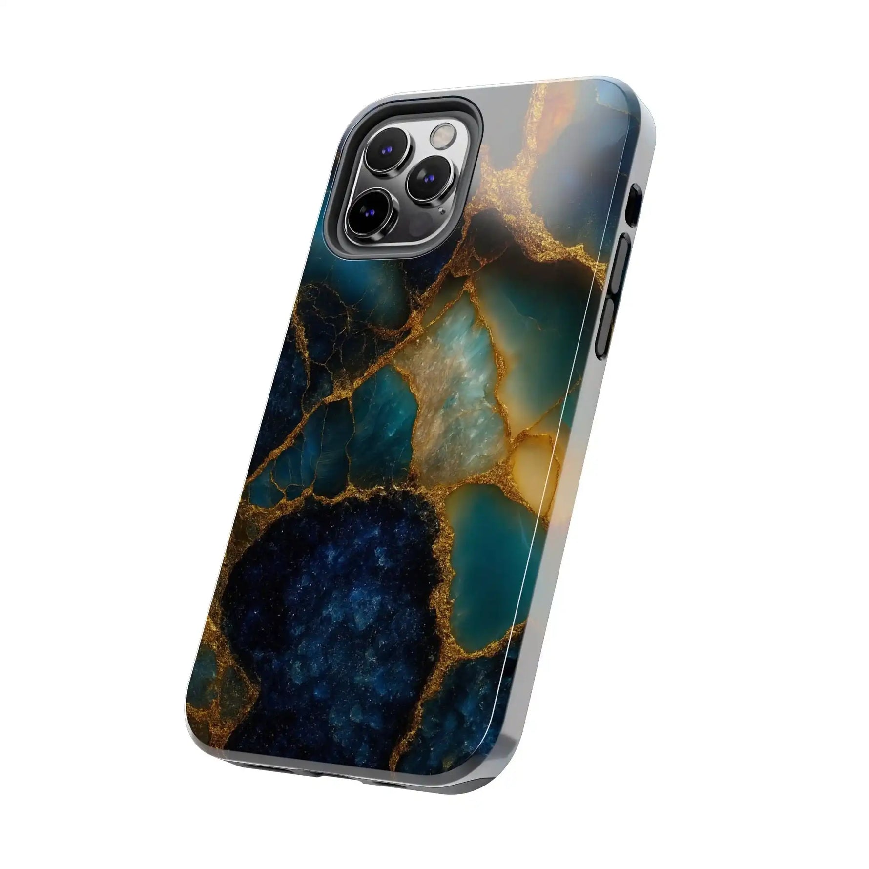 Blue Gold Agate Tough Phone Case Marble Stone Design  Shamo's