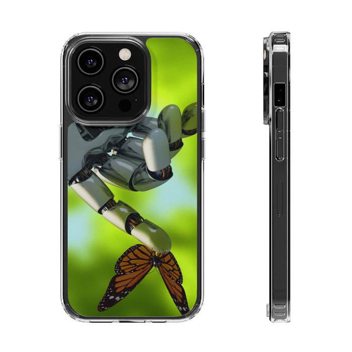 Clear Phone Cases with Robotic hand and Butterfly theme