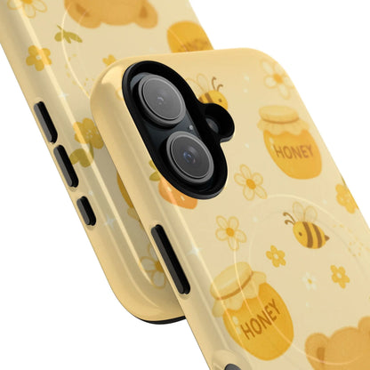 Cute Honey Teddy Bear iPhone Case — Yellow Bee & Honey Pot Design with MagSafe  Shamo's