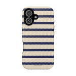 Navy & Cream Ribbed Holiday Sweater Design iPhone Case with MagSafe compatibility