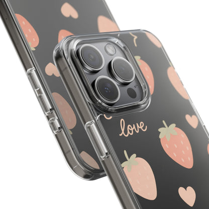 Sweet Love Strawberry Clear iPhone Case | MagSafe