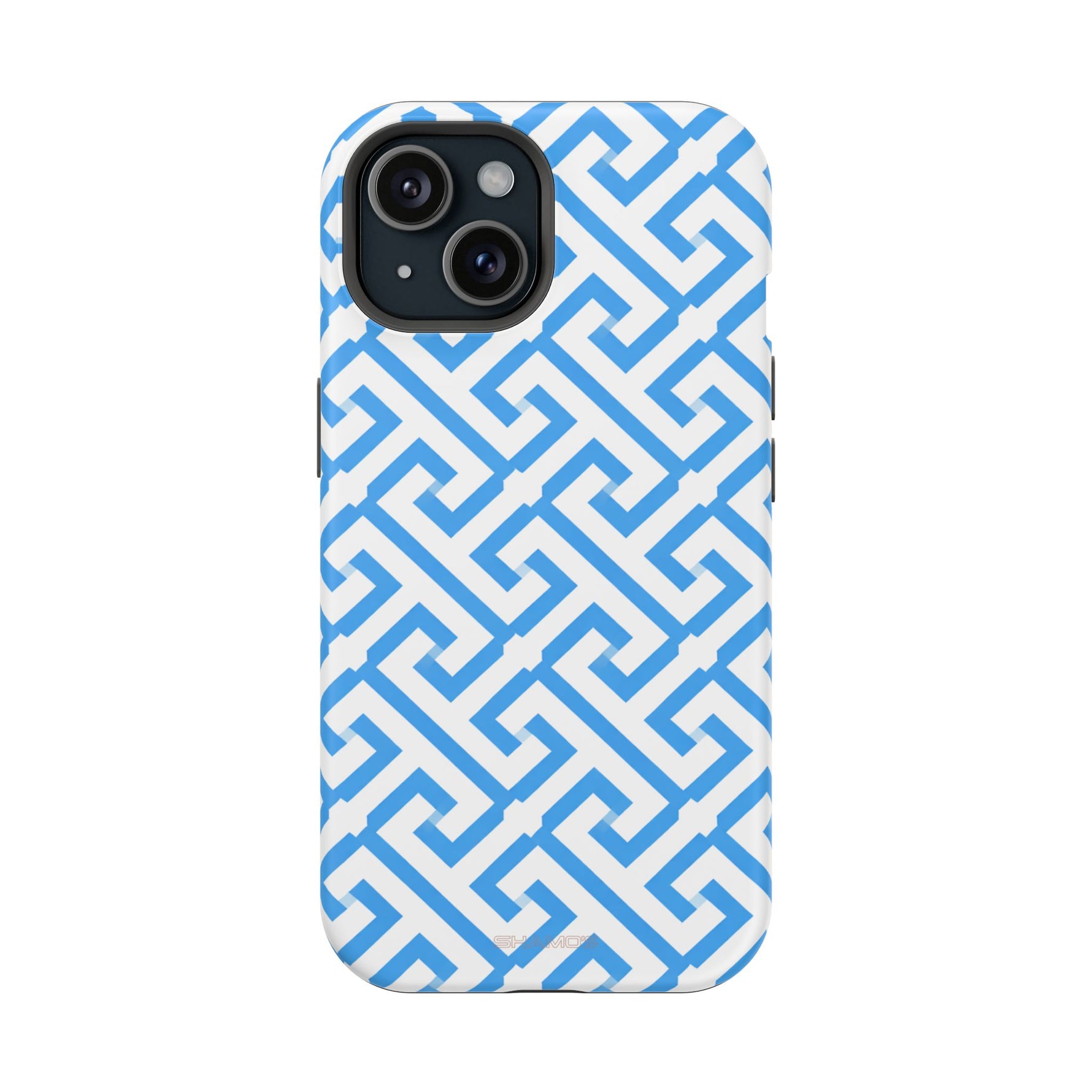 Preppy Blue Geometric MagSafe Compatible Impact Phone Case