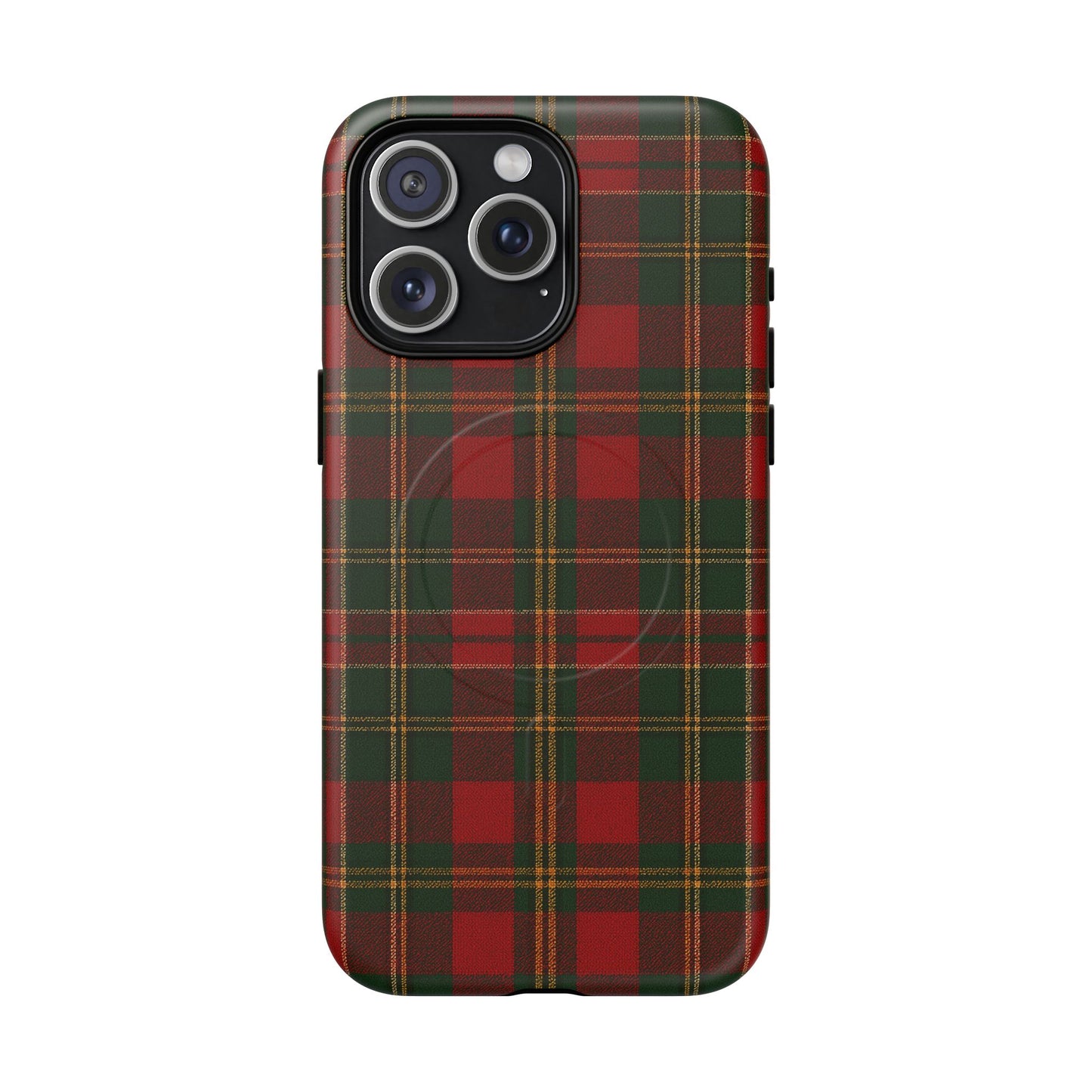 Plaid Holiday iPhone Case — Red & Green Tartan (MagSafe compatible)