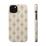 Desert Diamonds – Pastel Geometric Pattern MagSafe Phone Case, glossy iPhone 14 Plus, rear and side profile