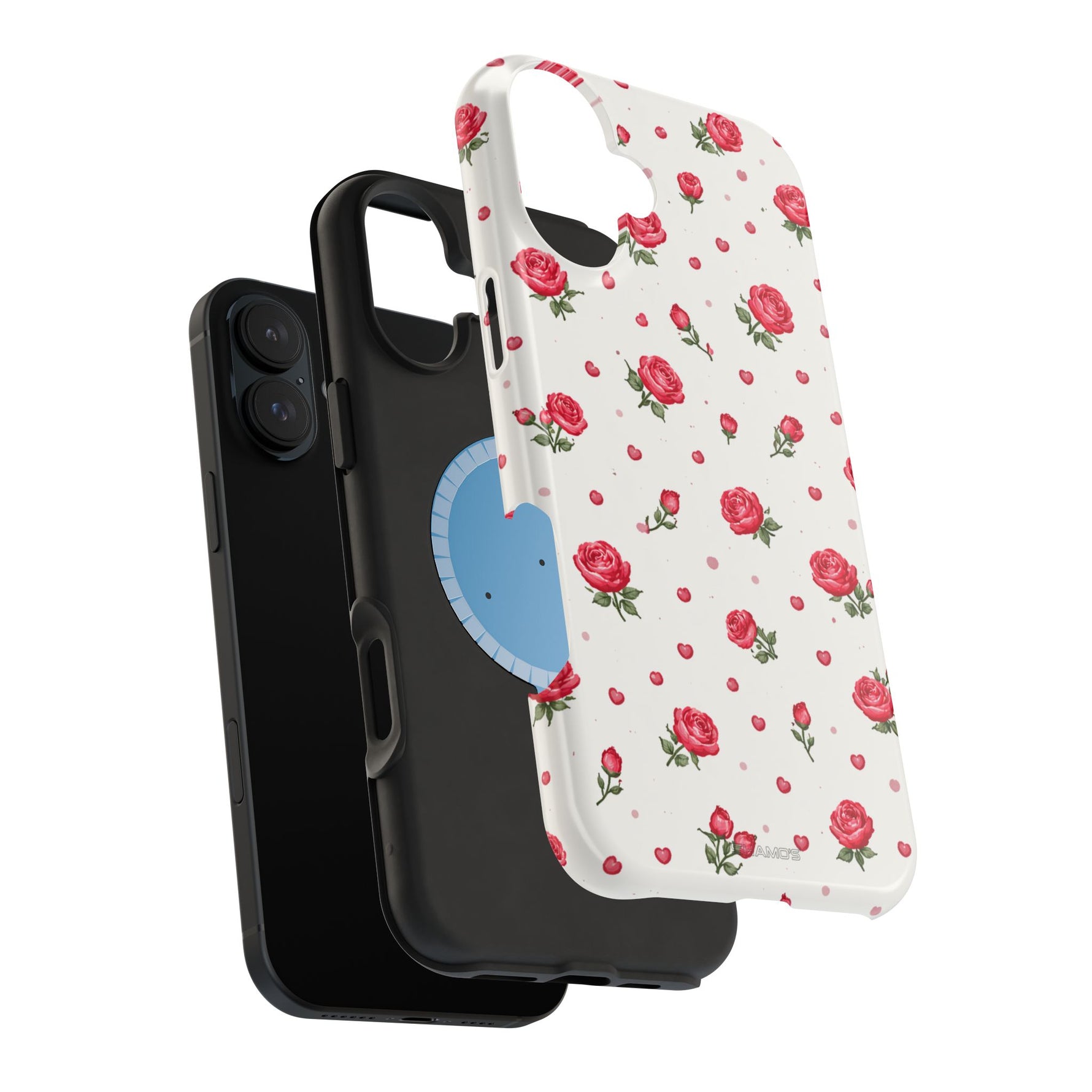 Rose Pattern Impact-Resistant iPhone Case | MagSafe