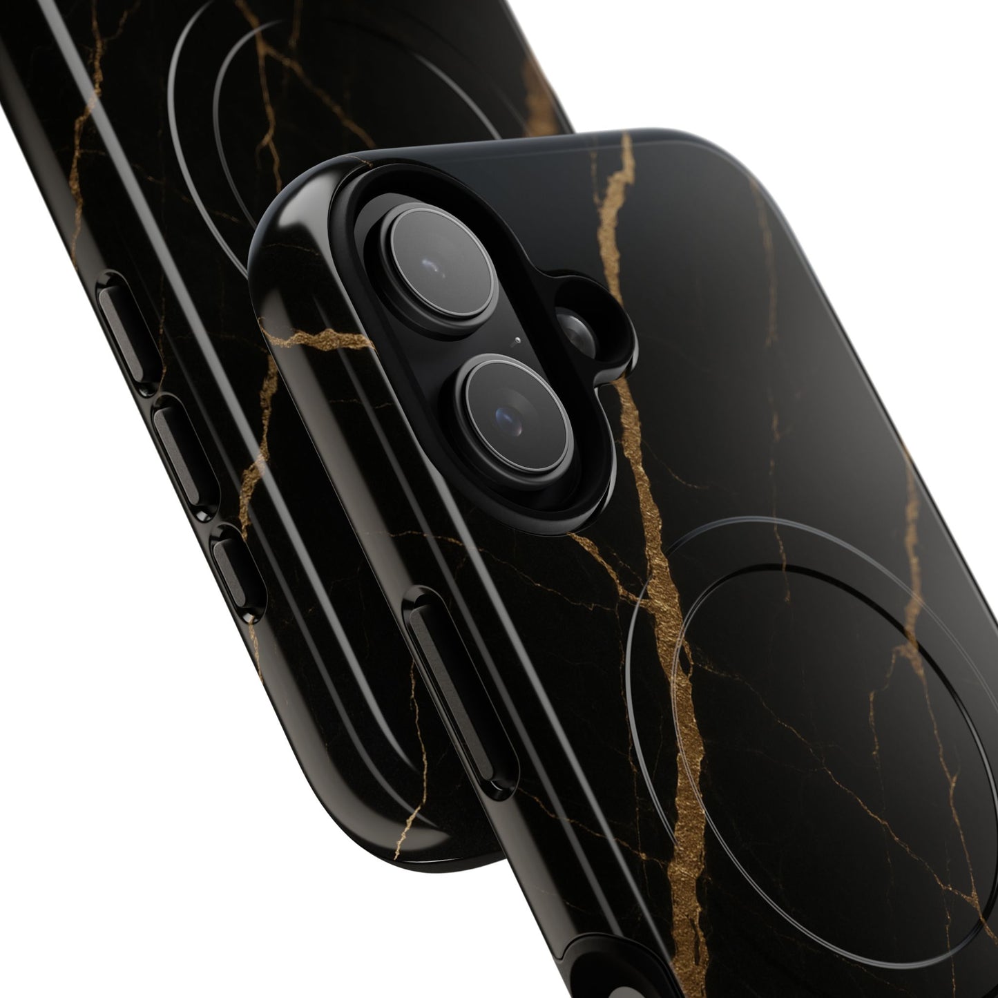 Black & Gold Marble iPhone Case with MagSafe