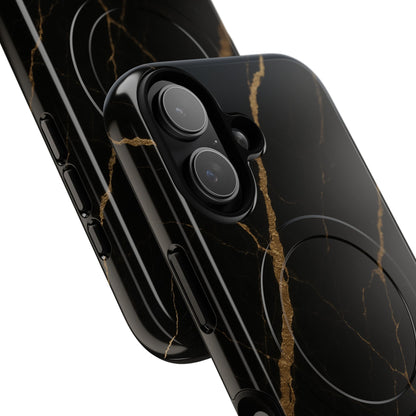 Black & Gold Marble iPhone Case with MagSafe