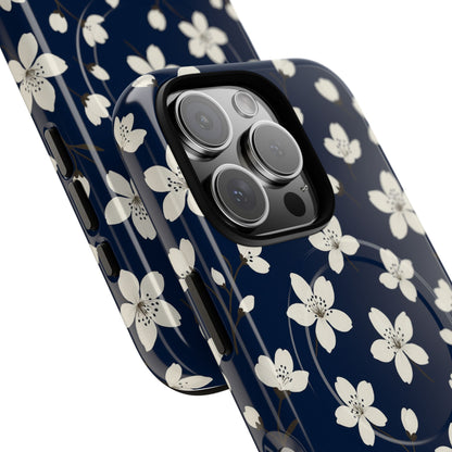 Navy Blossom Floral iPhone Case | MagSafe