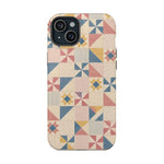 Prairie Quilt – Pastel Patchwork Pattern MagSafe Phone Case, glossy iPhone 15 Plus, rear view