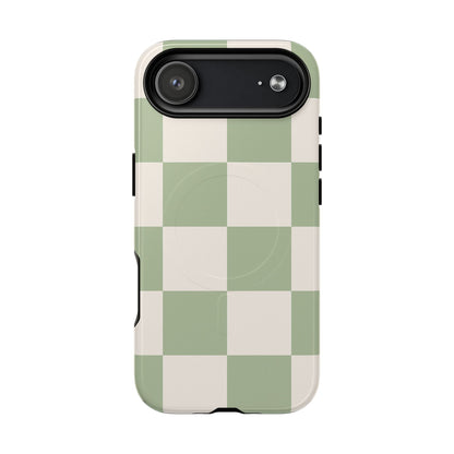 Sage Checkerboard Tough iPhone Case - Compatible with MagSafe