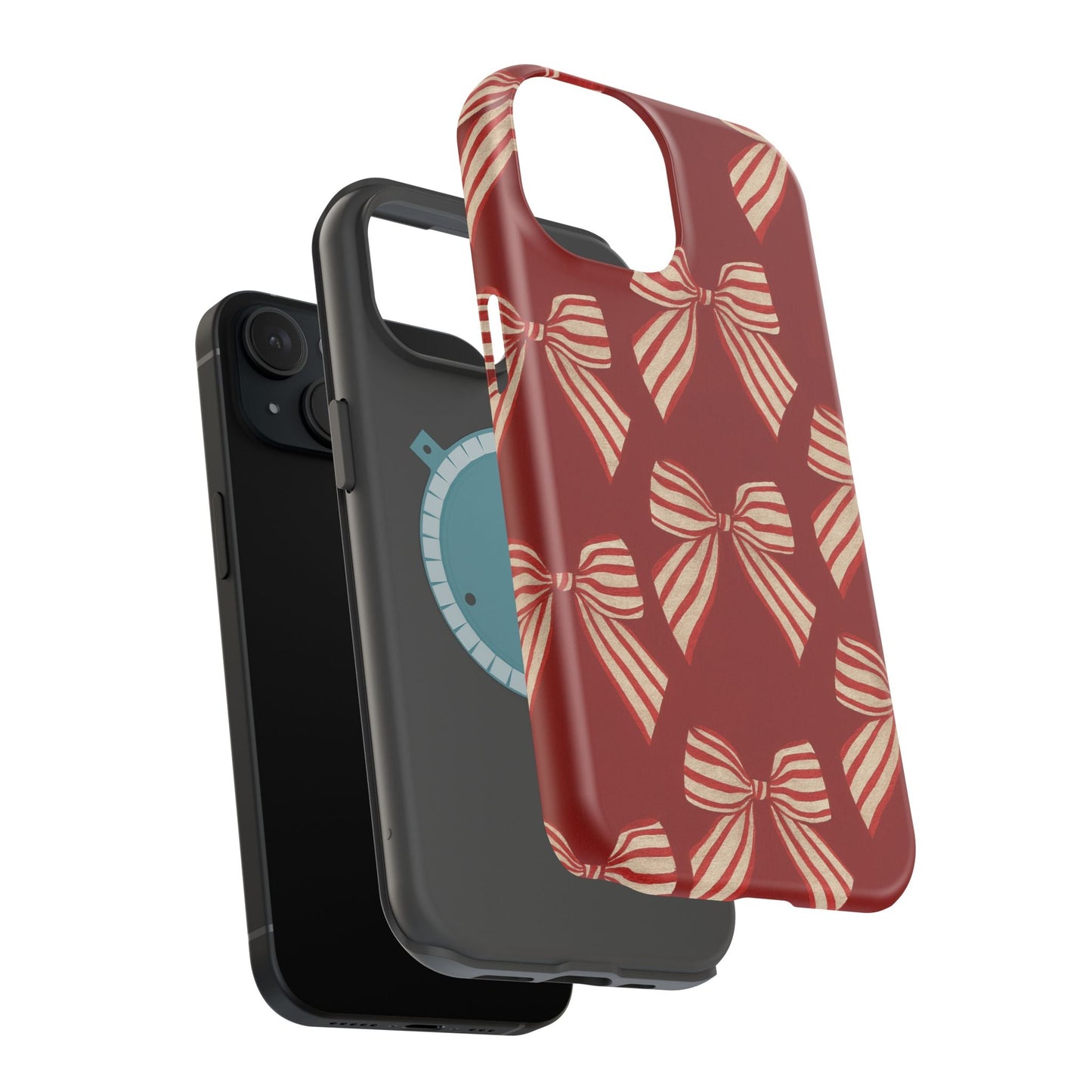 Holiday Red Bow iPhone Case — Impact‑Resistant iPhone Cover with MagSafe compatibility