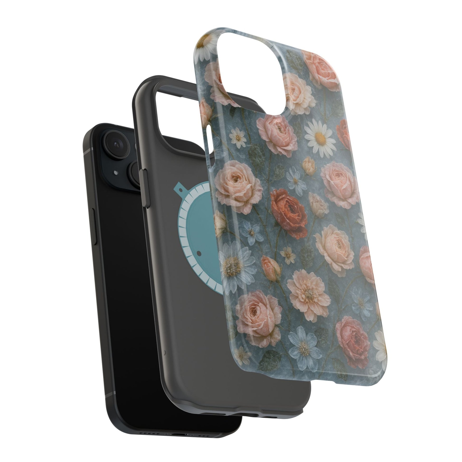 Frozen Floral Vintage Roses & Daisies iPhone Case with MagSafe compatibility  Shamo's