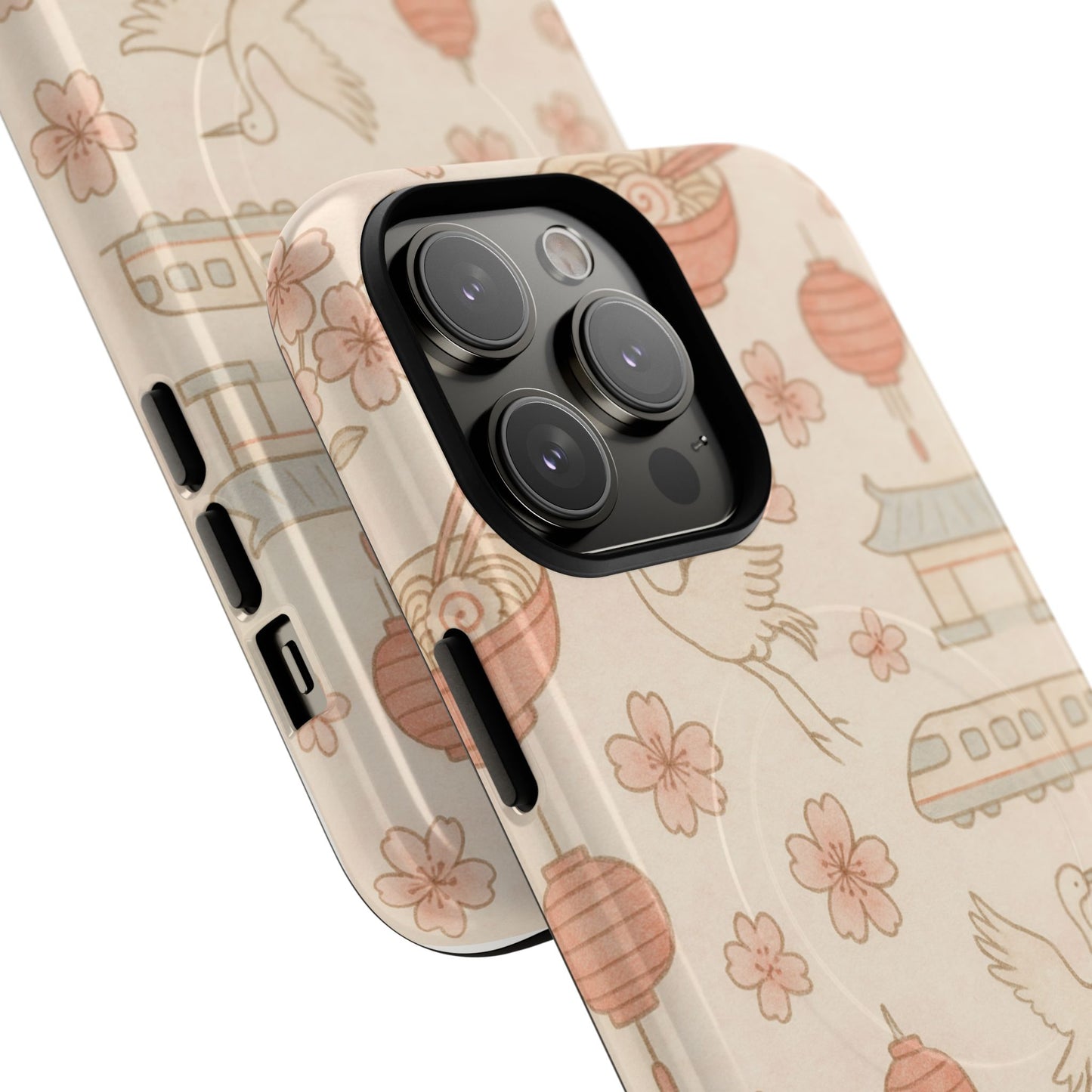 Japan Hand-Drawn Cherry Blossom iPhone Case with MagSafe