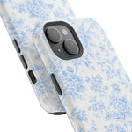 Preppy Look Blue Floral Impact-Resistant Phone Case and MagSafe Compatible