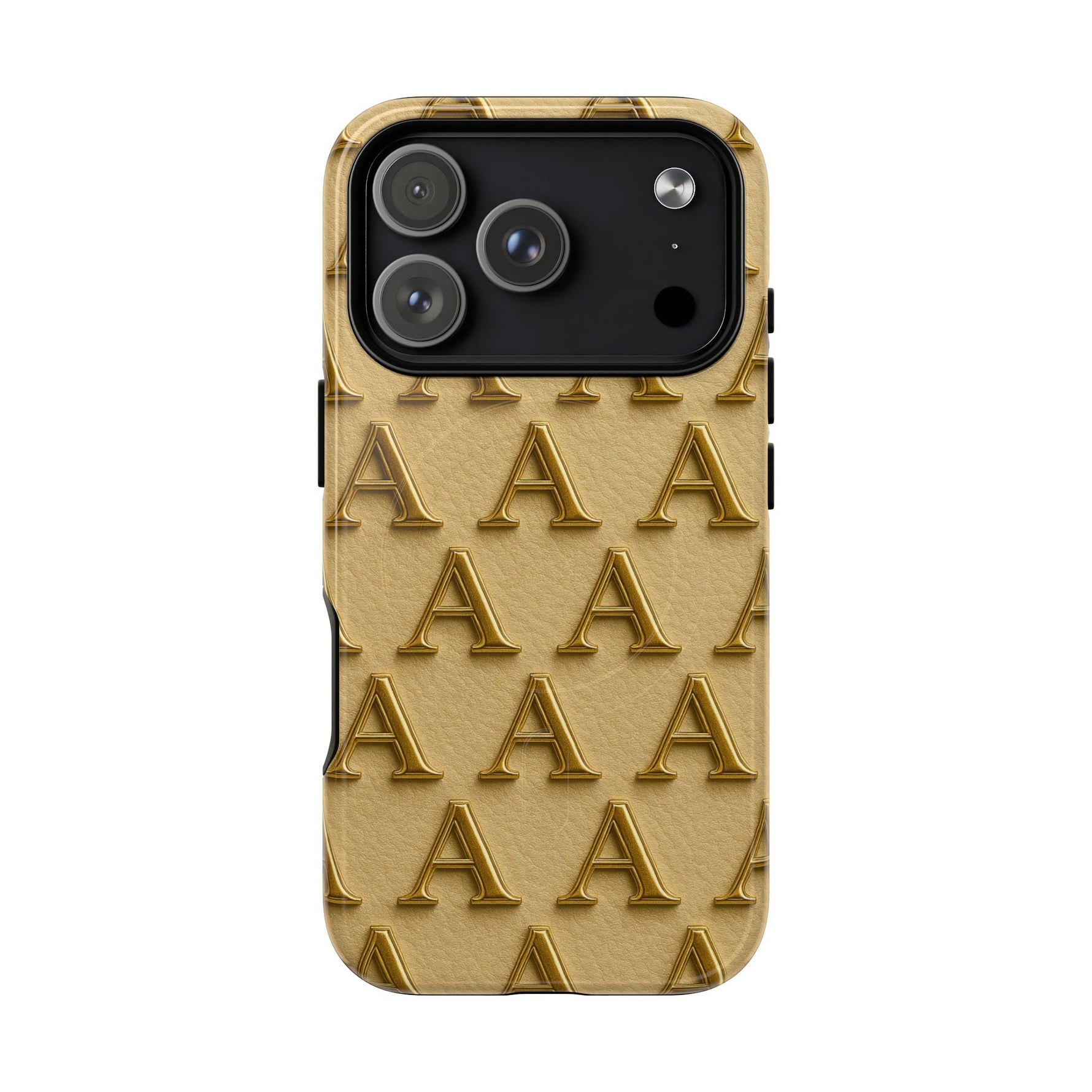 Gold Monogram 'A' iPhone Case with MagSafe - Shamo's