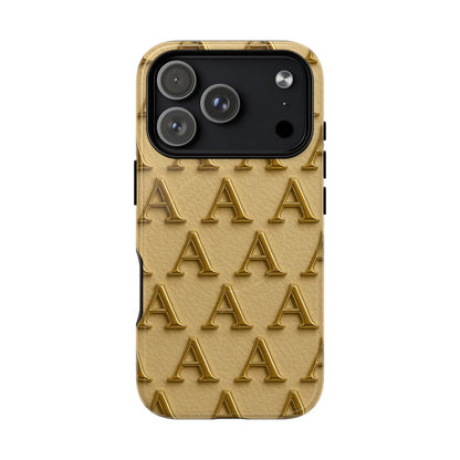 Gold Monogram 'A' iPhone Case with MagSafe - Shamo's