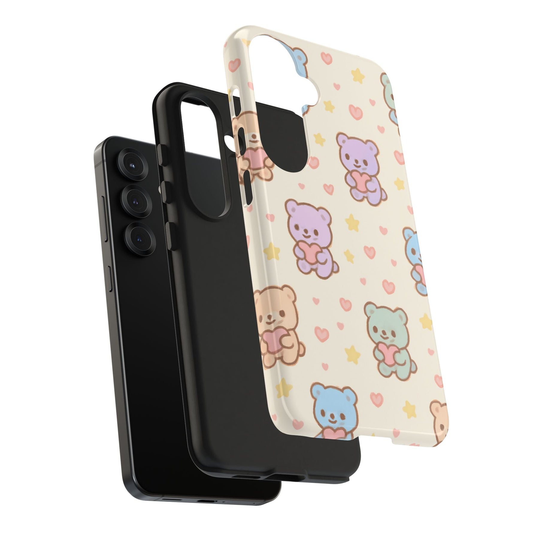 Cute Pastel Bear Impact Phone Case | Heart & Star Kawaii Pattern  Shamo's