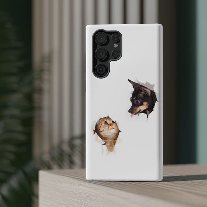 Impact-Resistant Cases with a cat and a dog