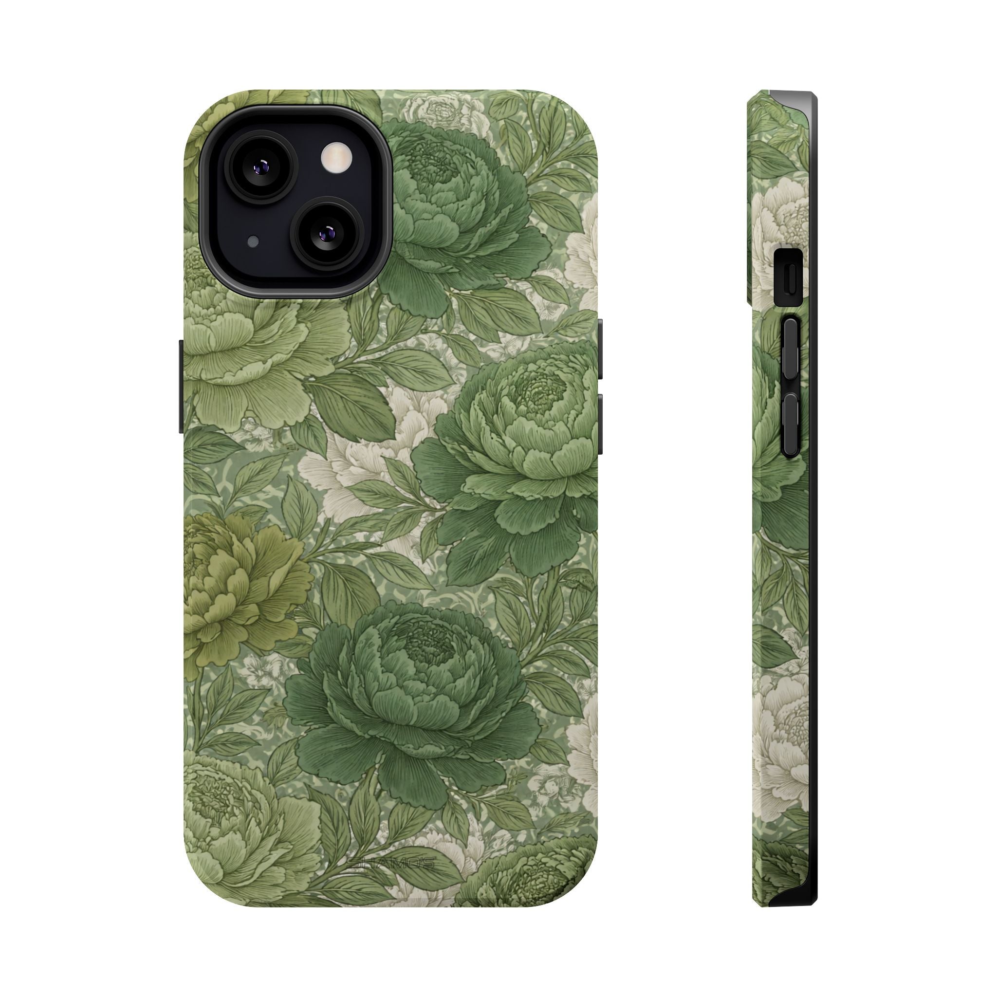 Green Succulent Floral Magnetic Impact-Resistant iPhone Case, MagSafe Compatible - iPhone 13 / Glossy - Shamo's