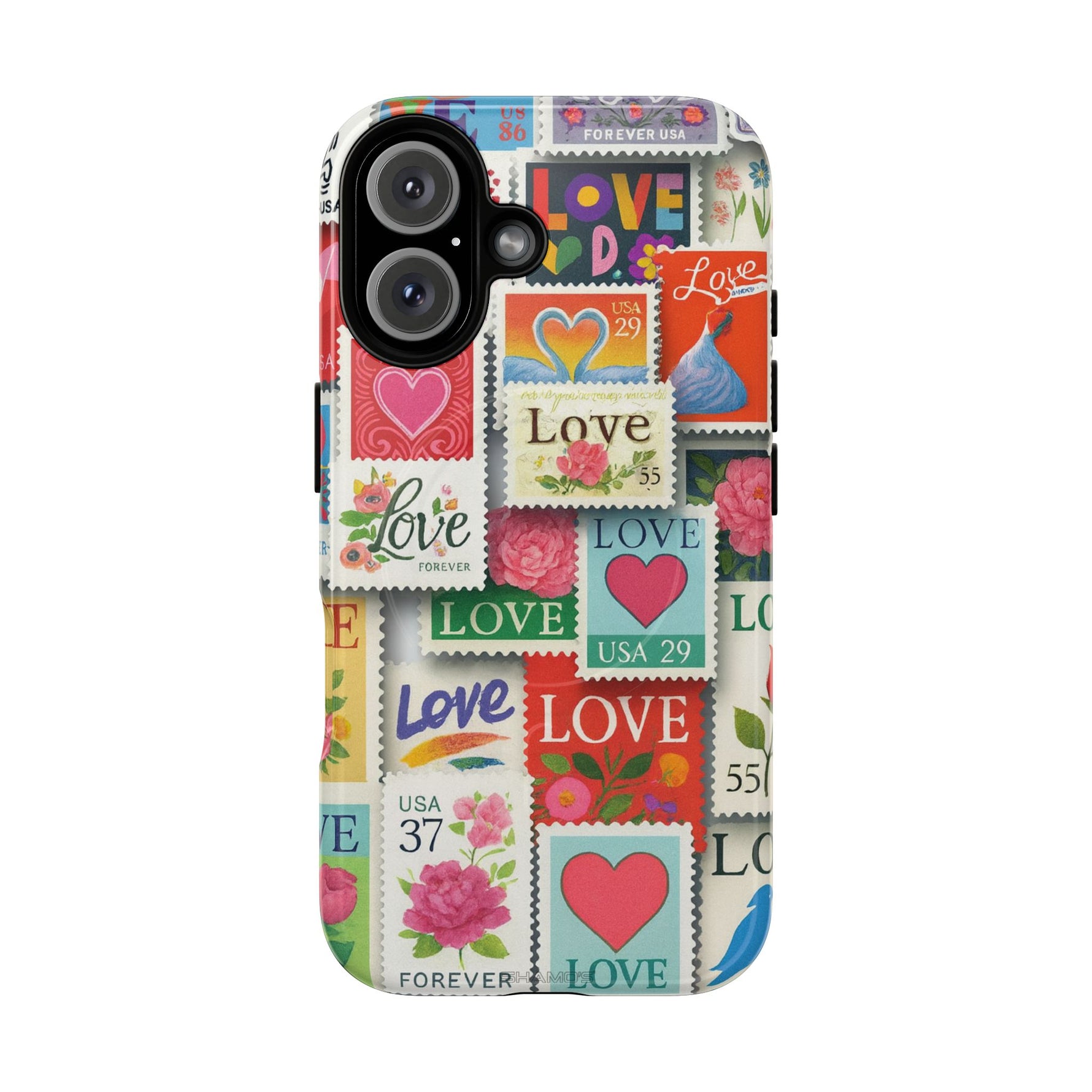 Vintage Romantic Love Stamp iPhone Case | Tough Protection + MagSafe