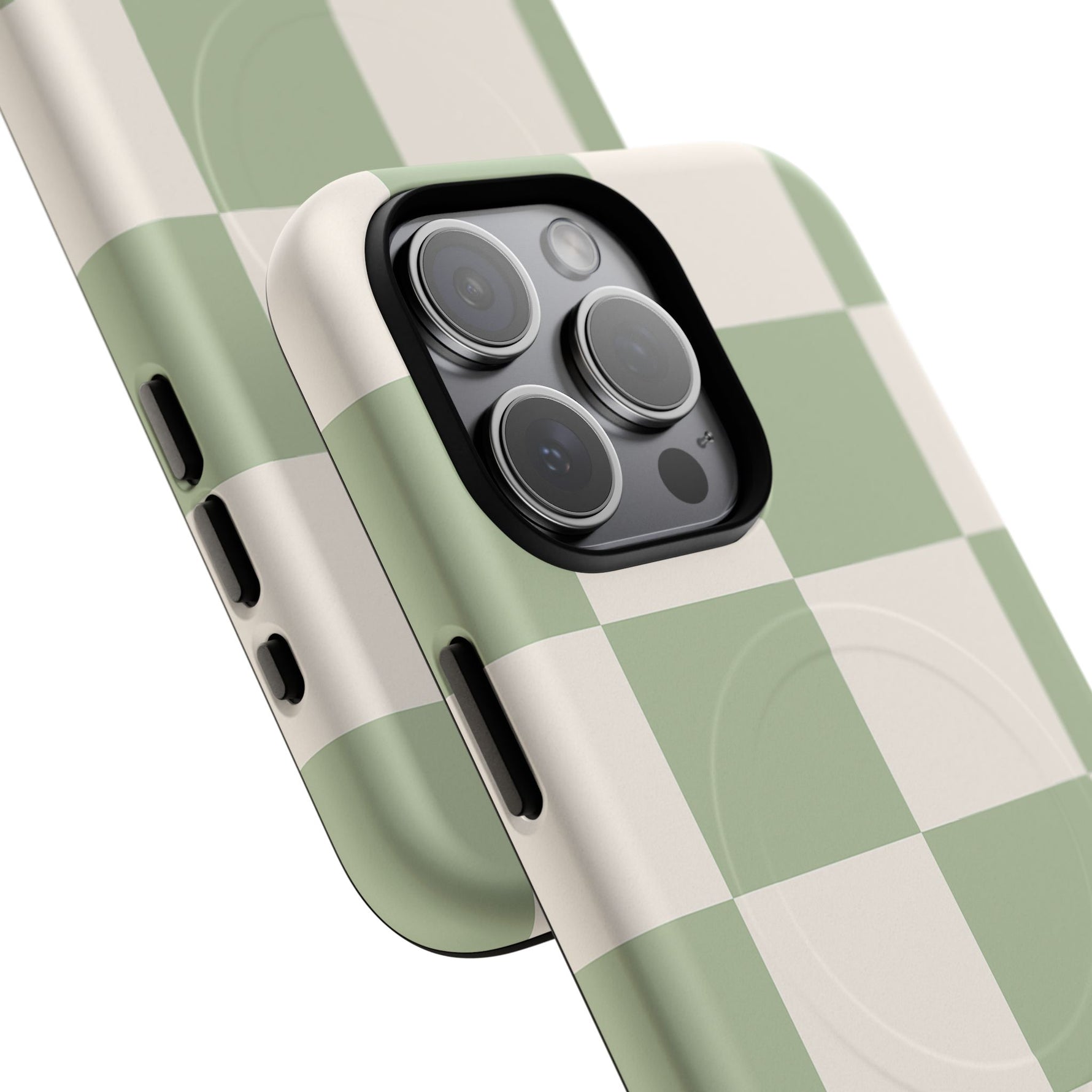 Sage Checkerboard Tough iPhone Case - Compatible with MagSafe - Shamo's
