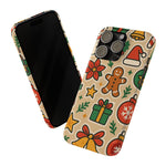 Holiday Pattern Slim iPhone Case — Gingerbread, Santa Hat & Gifts Holiday Design  Shamo's