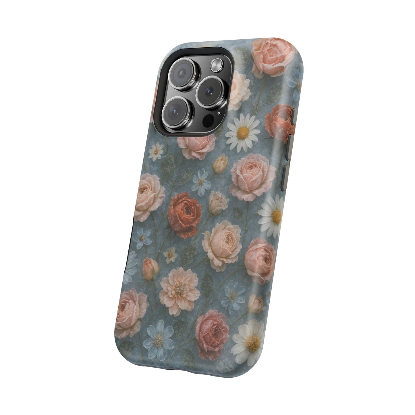 Frozen Floral Vintage Roses & Daisies iPhone Case with MagSafe compatibility  Shamo's