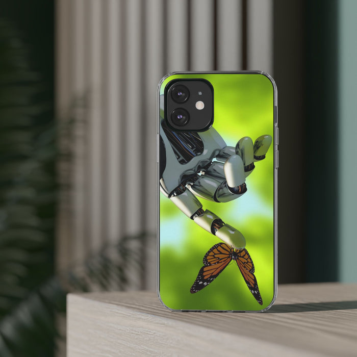 Clear Phone Cases with Robotic hand and Butterfly theme