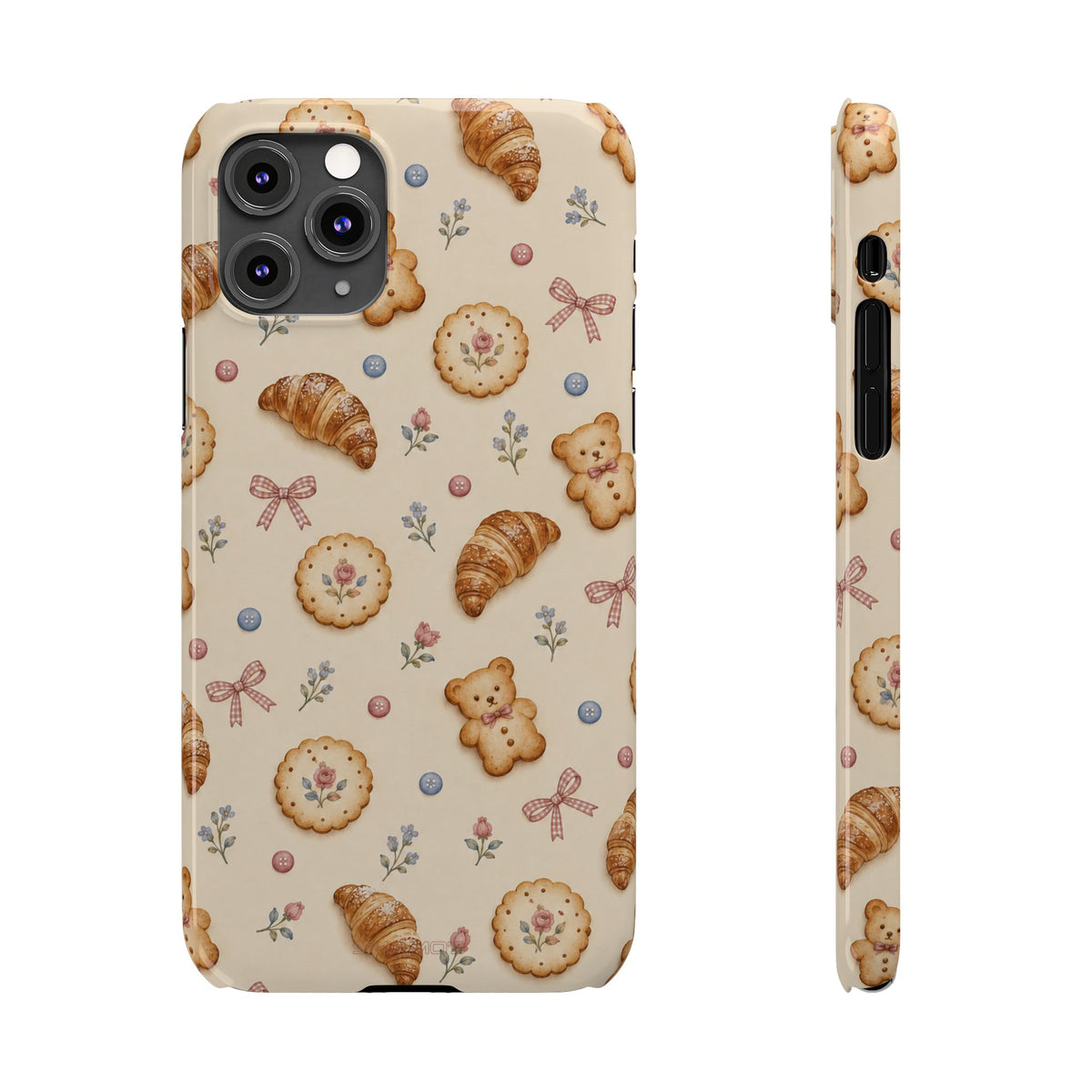 Slanke iPhone-hoes — knus bak- en teddybeerpatroon (recept, hert, knopen)