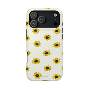 Shamo's sunflower print iPhone case, cream background, standard size, premium protective cover