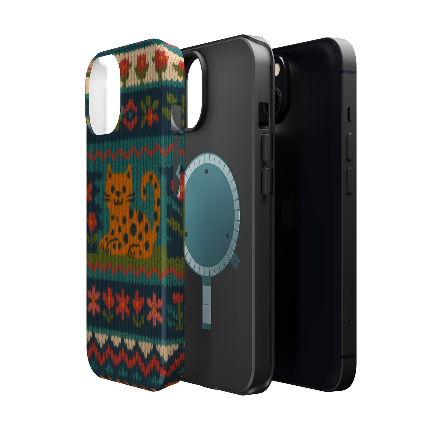 Cozy Knit Leopard Pattern Sweater Holiday Theme iPhone Case with MagSafe compatibility