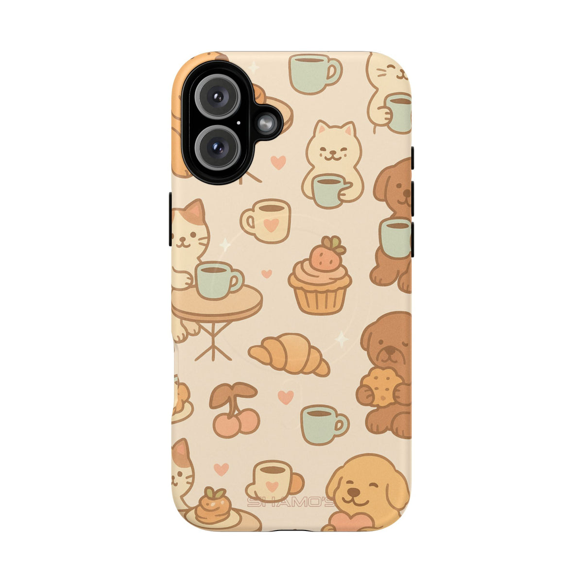 Funda para teléfono con diseño de gatos y perros y MagSafe