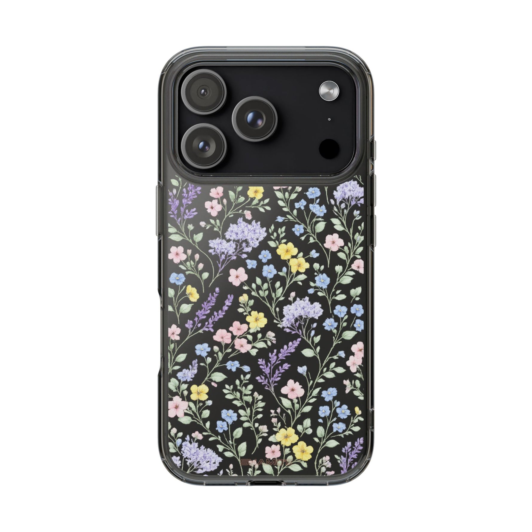 Clear Floral Impact-Resistant Phone Case — Pastel Wildflower Design