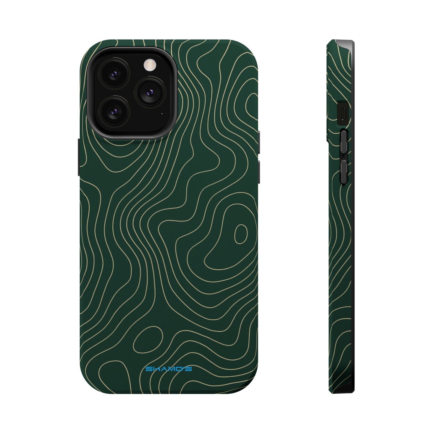 Topographic Green Magnetic Impact-Resistant iPhone Case | MagSafe compatible  Shamo's iPhone 13 Pro Max / Matte