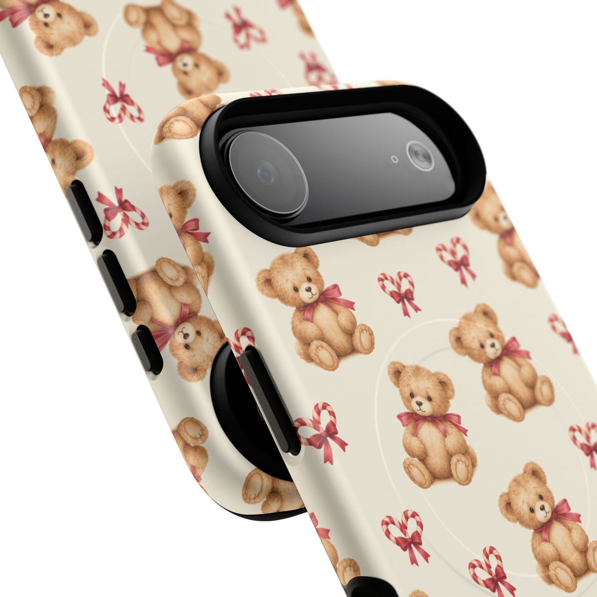 Coque iPhone Ourson des fêtes et sucres d’orge en forme de cœur avec MagSafe