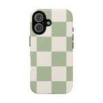 Sage Checkerboard Tough iPhone Case - Compatible with MagSafe - Shamo's