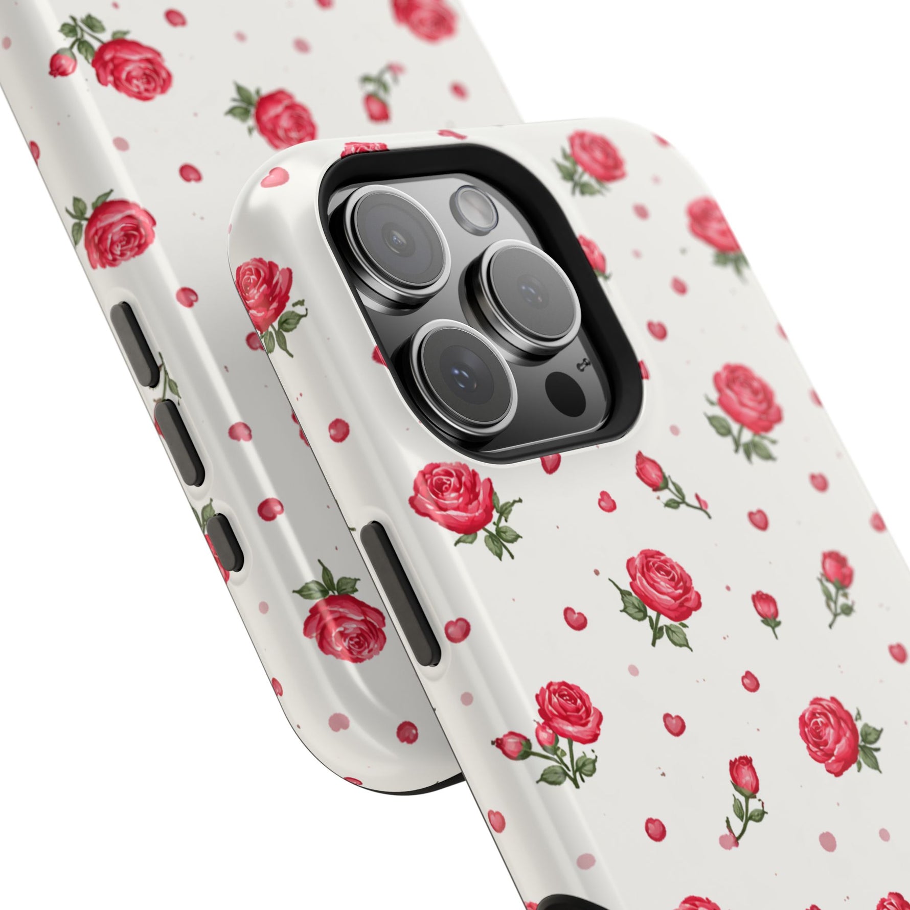 Rose Pattern Impact-Resistant iPhone Case | MagSafe
