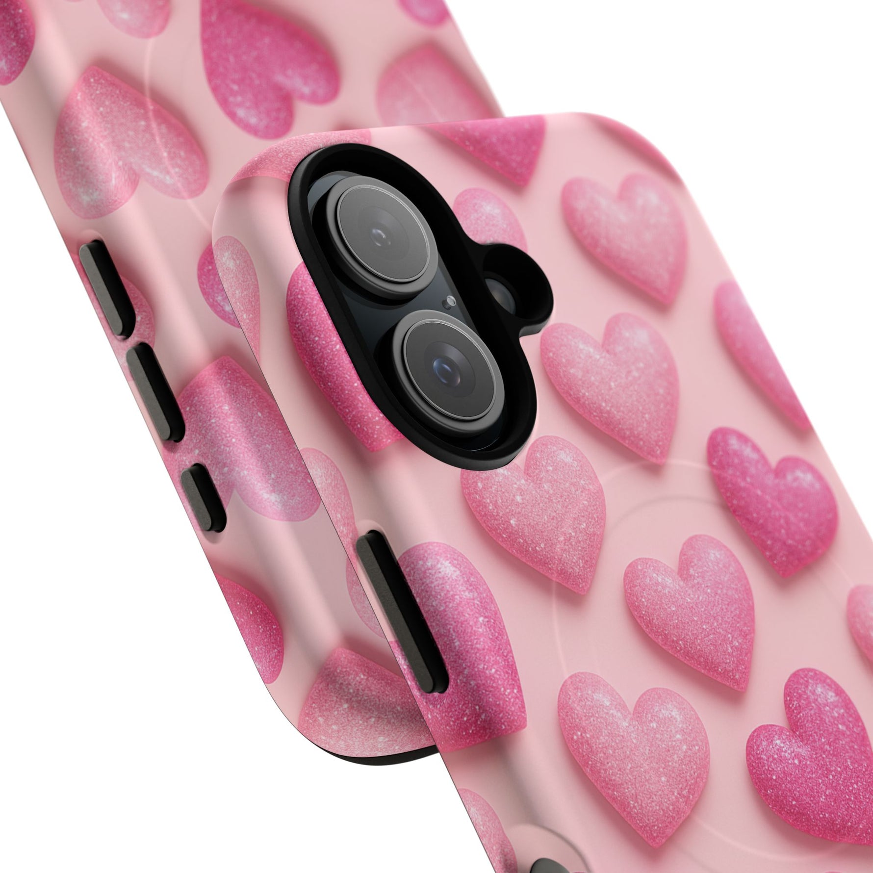 Barbiecore Glitter Hearts iPhone Case | MagSafe - Shamo's