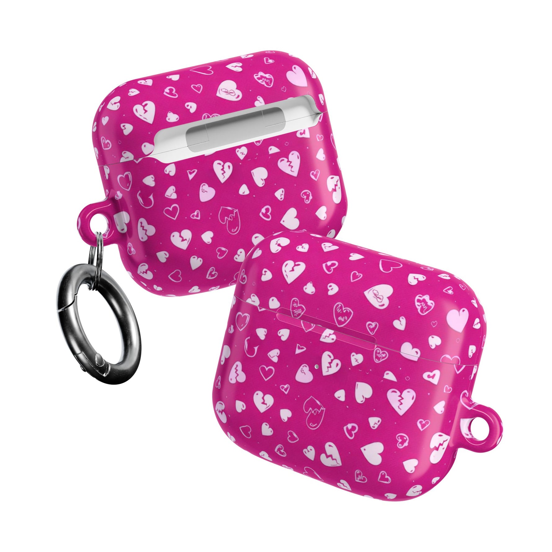 Pink Broken Heart Pattern AirPod Case — Cute Valentine Protective Charging Case