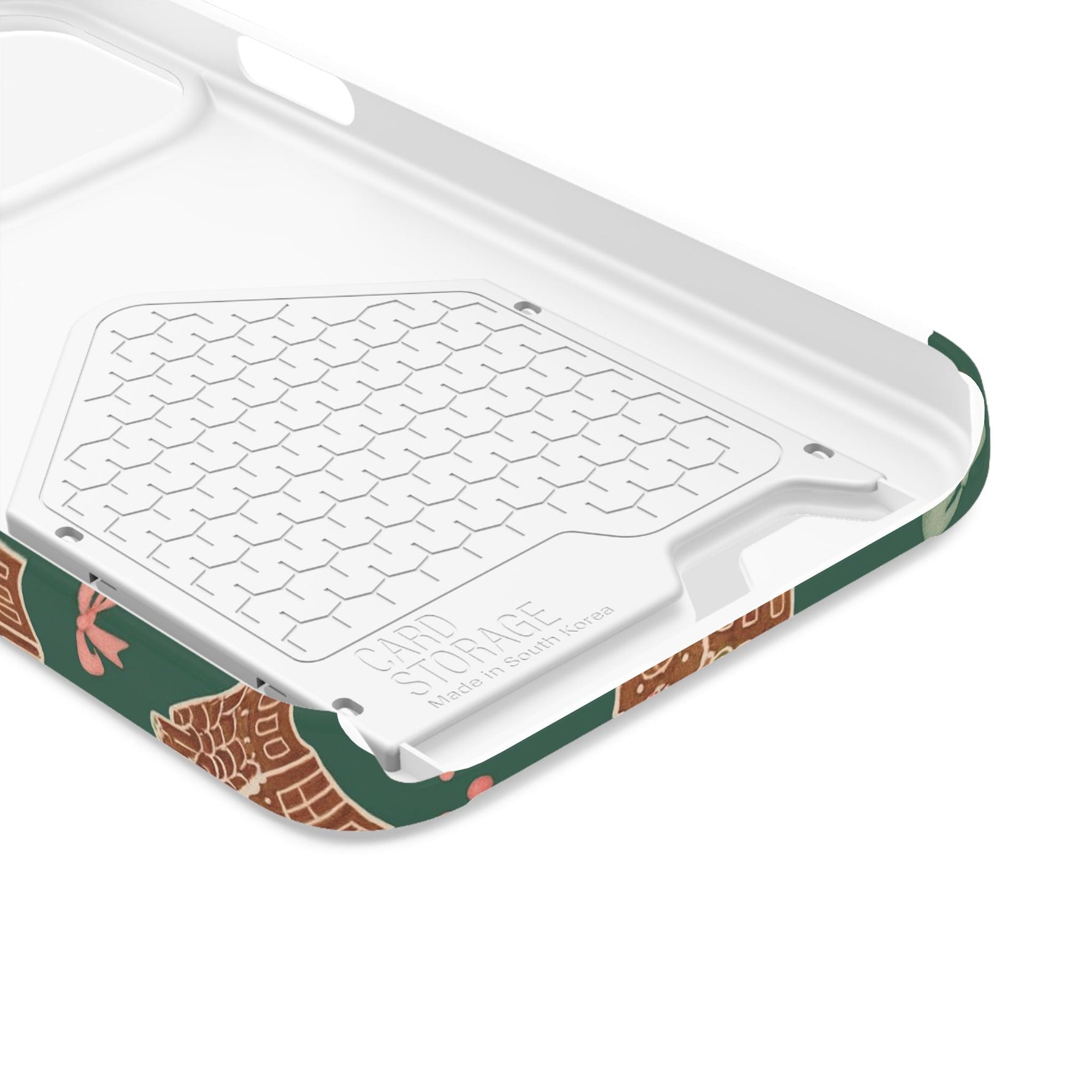 Holiday Gingerbread Phone Case with Card Holder — Festive Green Candy Cane Design  Shamo's