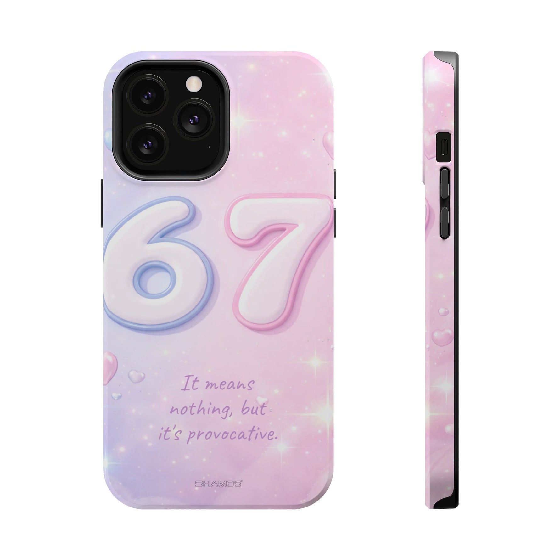 6 7 Viral TikTok Trend Pastel Aesthetic Magnetic Impact-Resistant iPhone Case, Personalizable Text and MagSafe Compatible