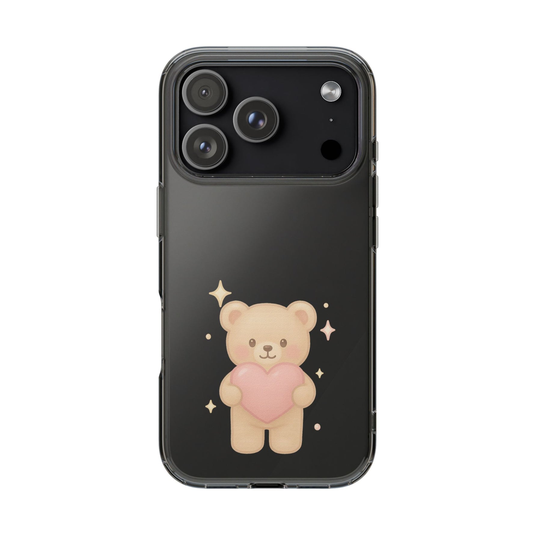 Romantic Teddy Bear Impact-Resistant iPhone Case with Heart Design - Shamo's
