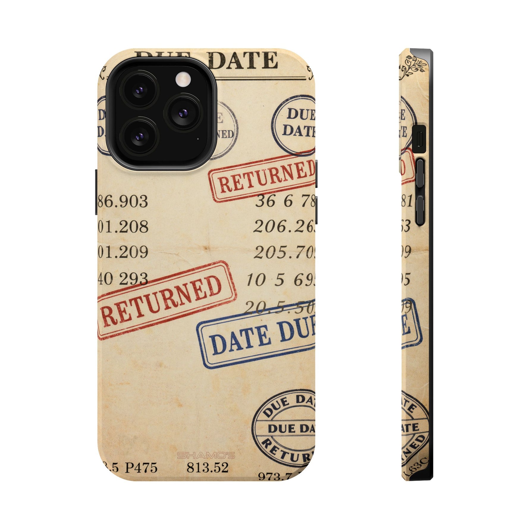 Vintage Library Card Design Phone Case with MagSafe Compatibility