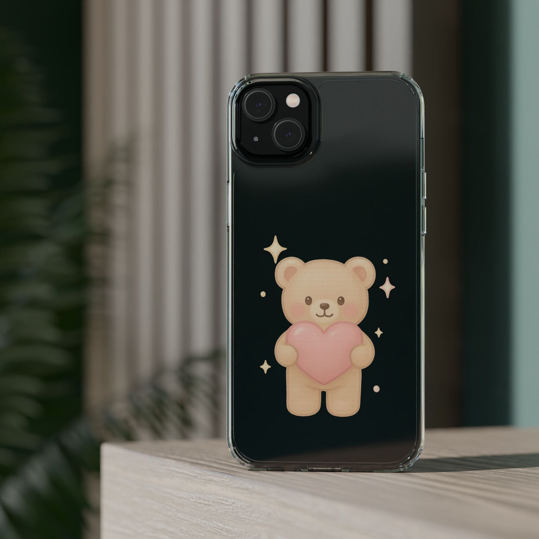 Romantic Teddy Bear Impact-Resistant iPhone Case with Heart Design  Shamo's